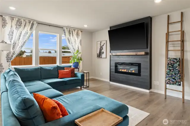 Beautiful custom fireplace mantle and surround.