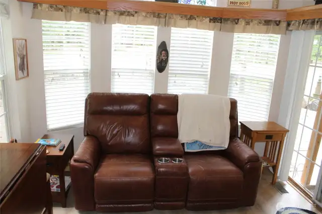 Close up of the living room with cable tv and high speed internet.