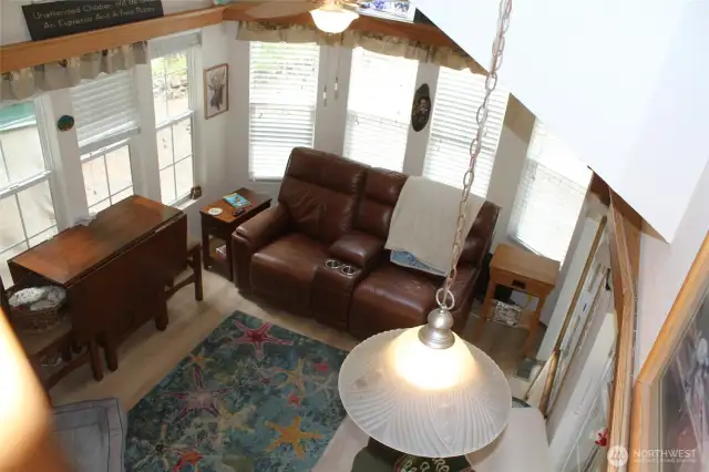 View of the living room from the loft.