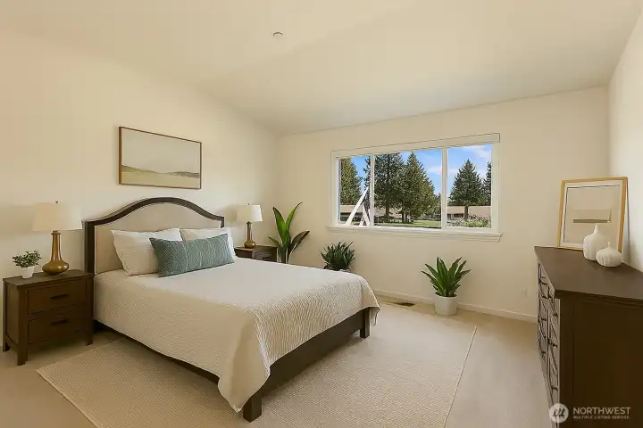Virtually Staged Primary Bedroom -  golf course views!