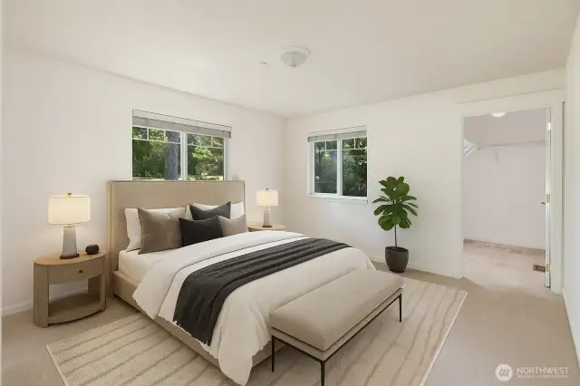 Virtually staged- Guest bedroom includes a massive walk-in closet.