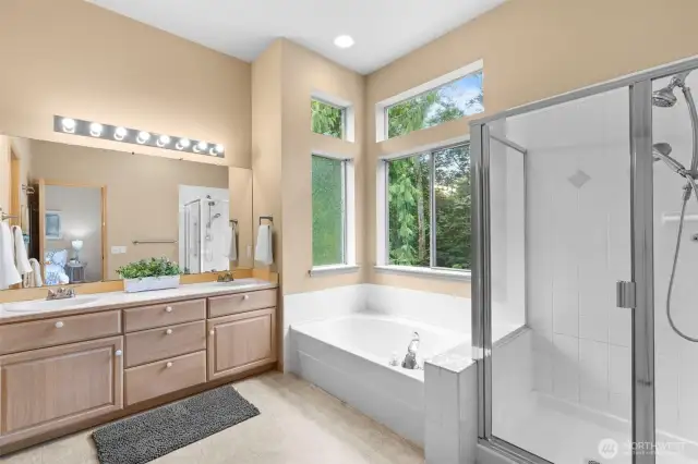 Experience modern comfort in this beautifully updated bathroom with premium fixtures and a large vanity.