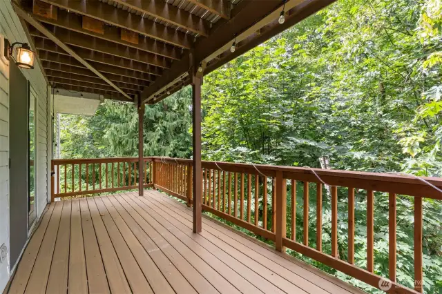 Your outdoor sanctuary. The patio is the perfect spot for morning coffee or evening stargazing, all while enjoying the peaceful greenbelt view.