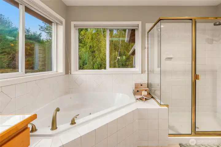 Relax in the jetted tub.