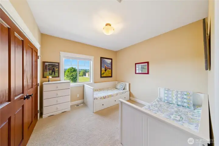 Bedroom #4 with views of the mountains and pastures