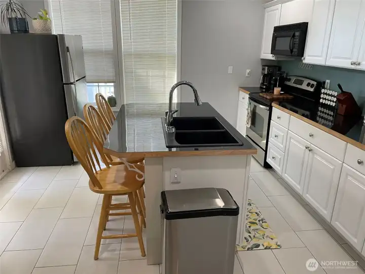 Breakfast bar with eating space.