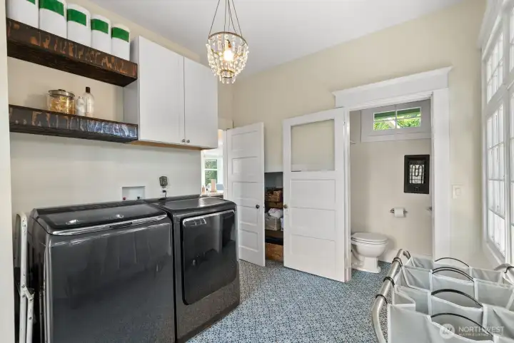 main level laundry room and 1/2 bath