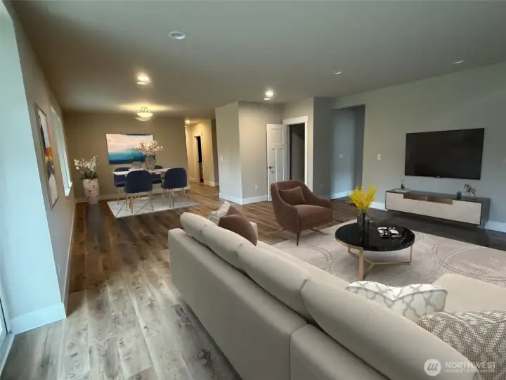 Family room staged