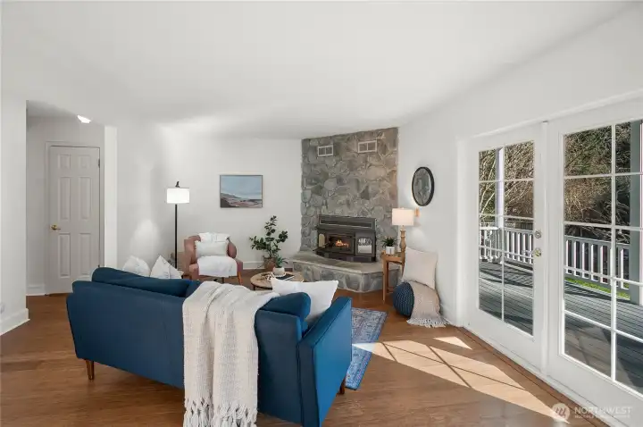 For colder days, warm up next to your own gas/wood-burning fireplace!