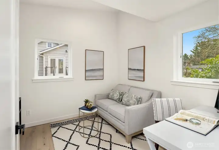 You can use this bedrooms for guests, or as a bedroom without any stairs, or an in home office or a TV room-if you want quiet in the great room space.  You can even use this as a formal dining room if you are the main entertainer.