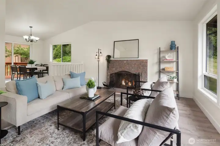 open concept living and dining