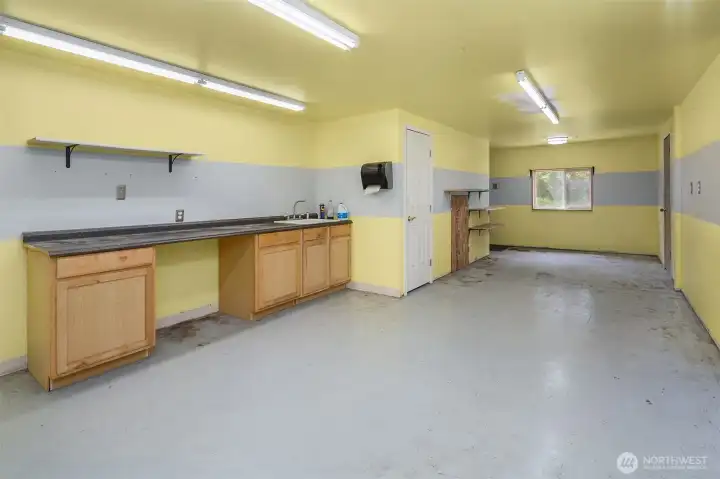 Machine room with sink and toilet