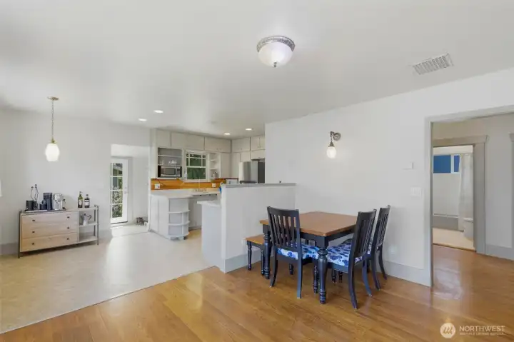 Family room flows right into the dining area and the kitchen!