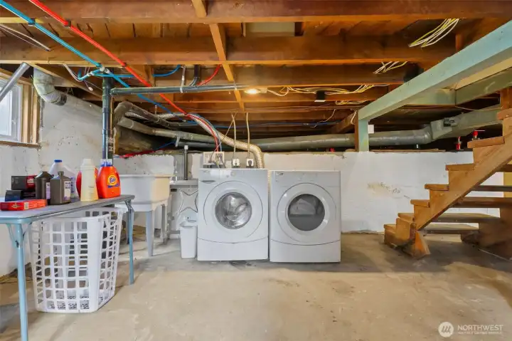 Laundry area in basement