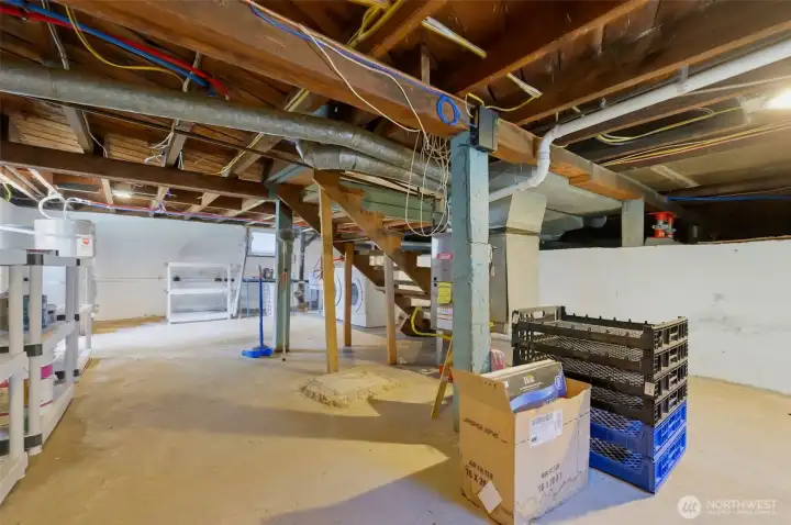 Unfinished basement has a ton of potential