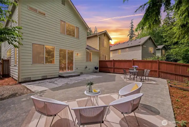 Sprawling paved patio, and backing to private, protected greenbelt.