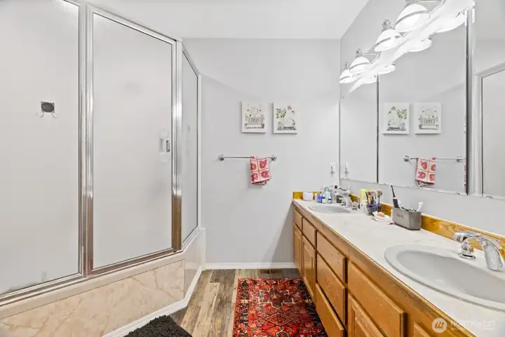 Main floor bathroom off the primary bedroom.