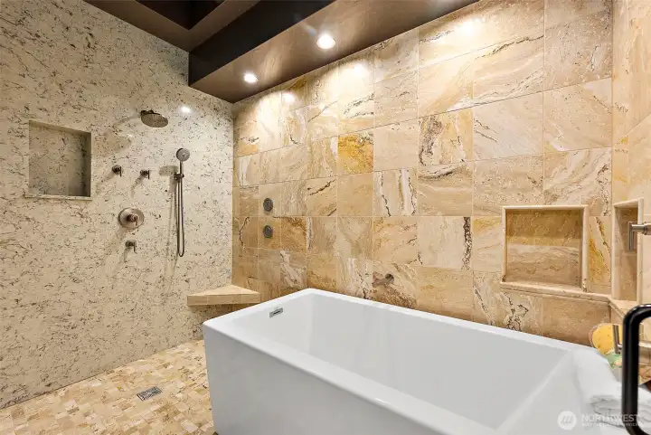 Spa-Inspired Primary Bath! Quartz Wall & Soaking Tub!