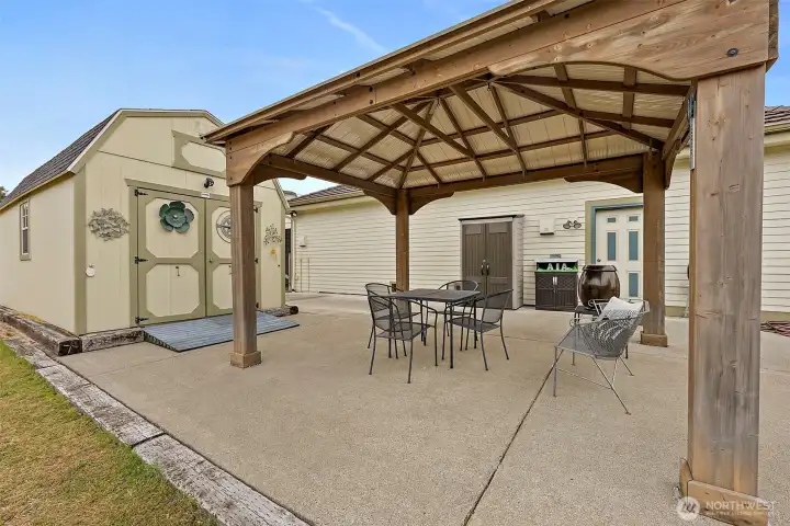 Entertainment Patio and Two of Two Workshops. This Shop Has a 120 Electrical Panel