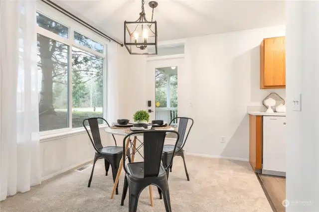 Dining area with door to the front deck