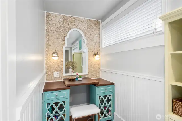 Built in vanity area of Primary Bathroom.