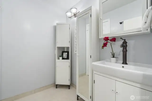 Bathroom with plenty of cabinet space.