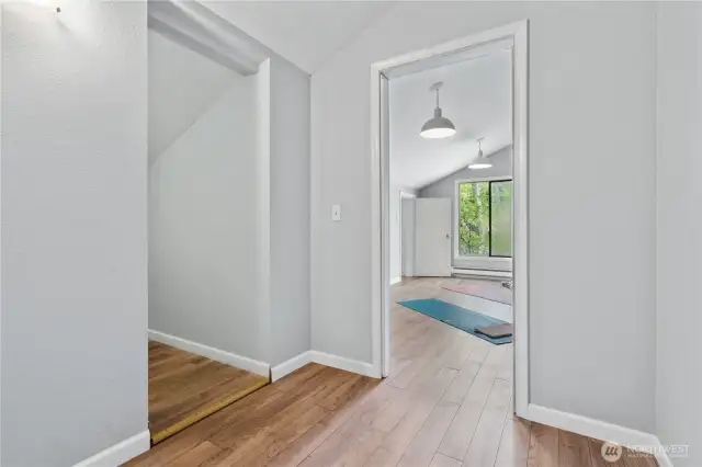 Huge walk-in closet or storage room next to the upper level bedroom.