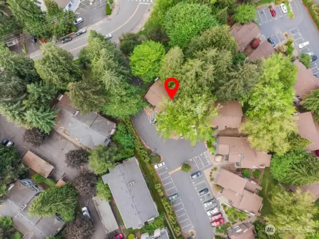 Aerial view of the building.