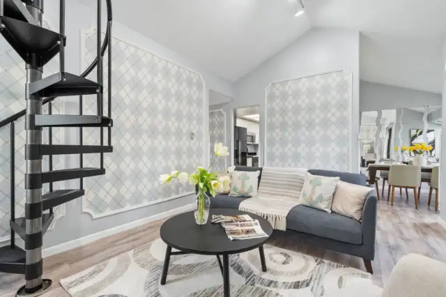 Living room connects seamlessly to dining room.