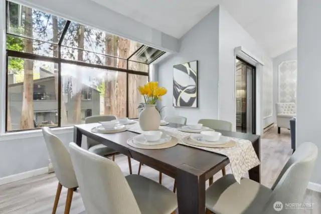 Dining room is next to living room.