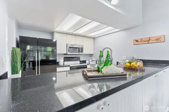 Ample counter space in the kitchen.