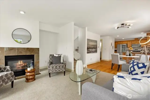 These are real hardwood floors that were just refinished! The hardwood floors span from the dining room, into the powder room, kitchen, and pantry