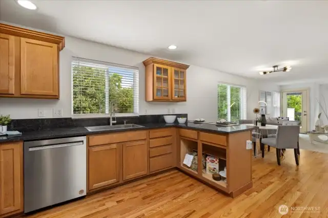 The cabinet doors are in the process of being fabricated, and will be installed prior to closing. Or, you can leave this open for a darling baking display!