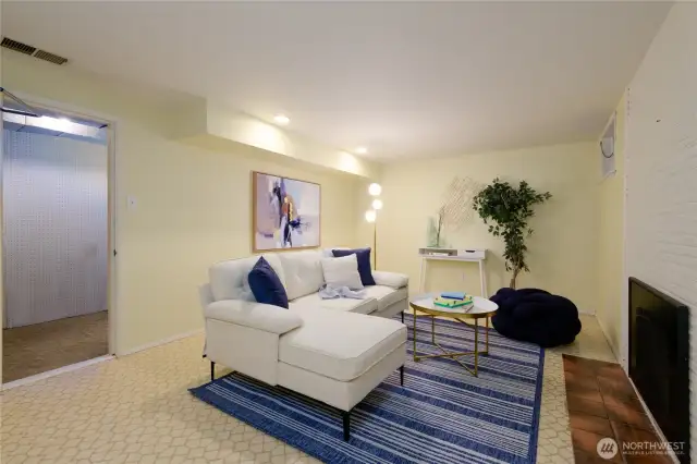 Game room with third fire place downstairs