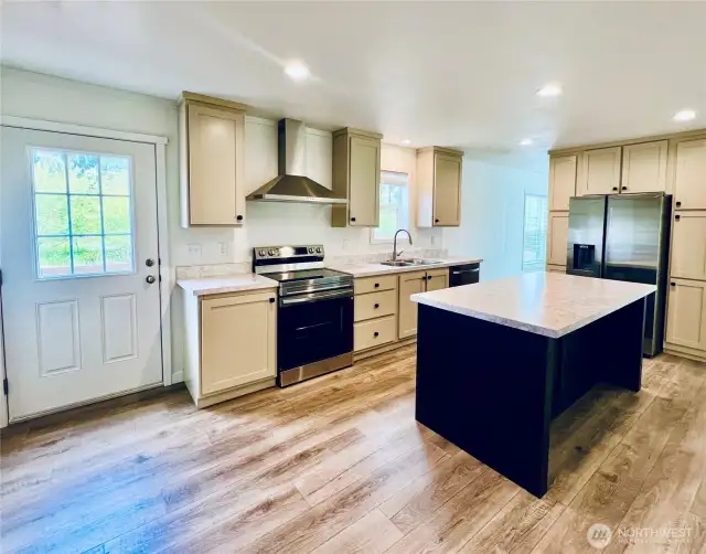 Direct access to back yard, dining and living room.