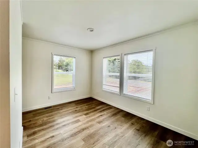 Open concept Living room is full of light