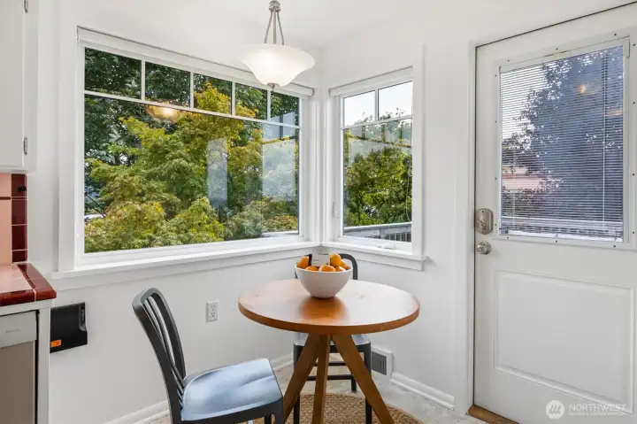 Dining nook opens to the west facing deck.