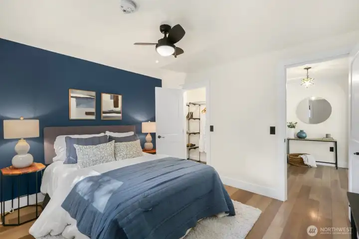 Large walk-in closet in bedroom