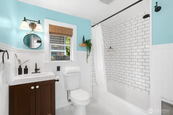 Modern finishes in renovated bathroom