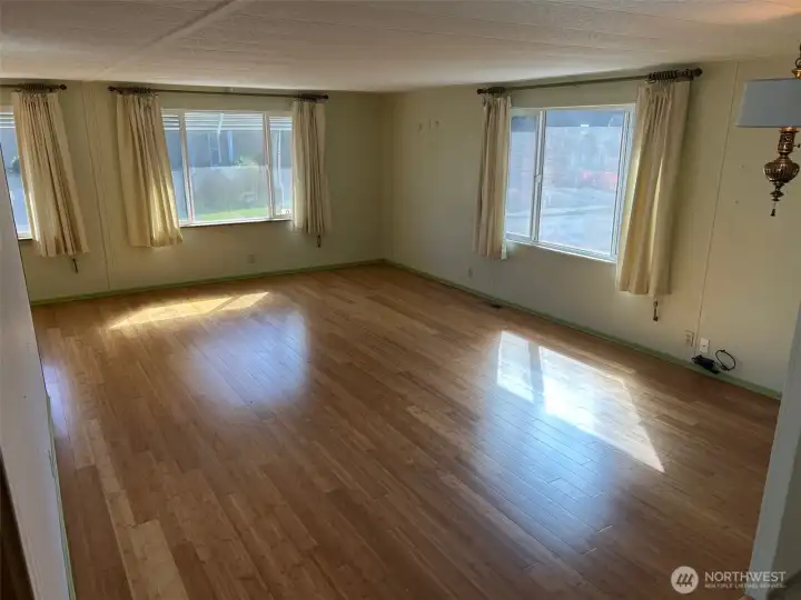 Nice bamboo floors reflect all the natural light.