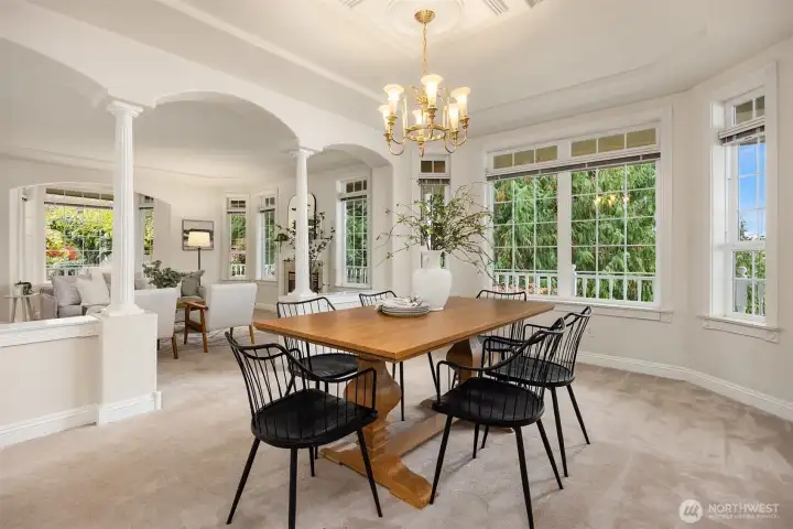 Large dining room with views.