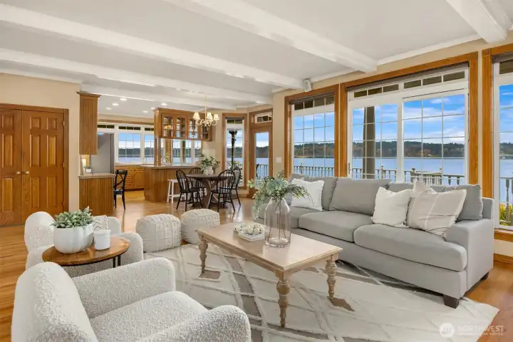 Family room view looking towards kitchen.