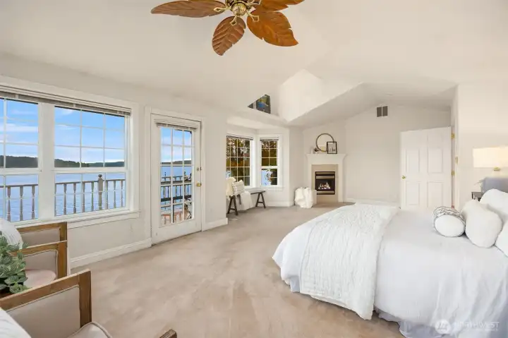 Another view of master looking toward fireplace and en suite bath. Huge walk-in closet too.