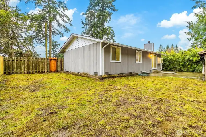 Fully fenced backyard