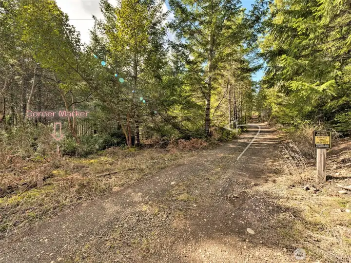 Property corner  driving to the property