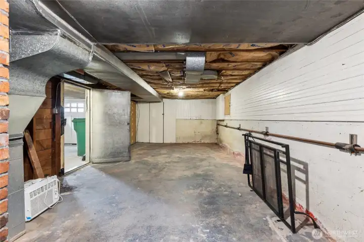 Multiple storage areas and shop possibilities in basement and attached garage.