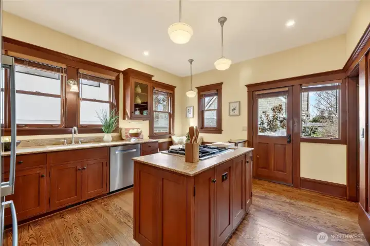 Back door that leads to patios.