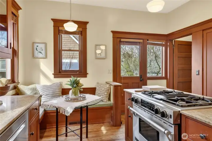 Breakfast nook with built in storage benches.