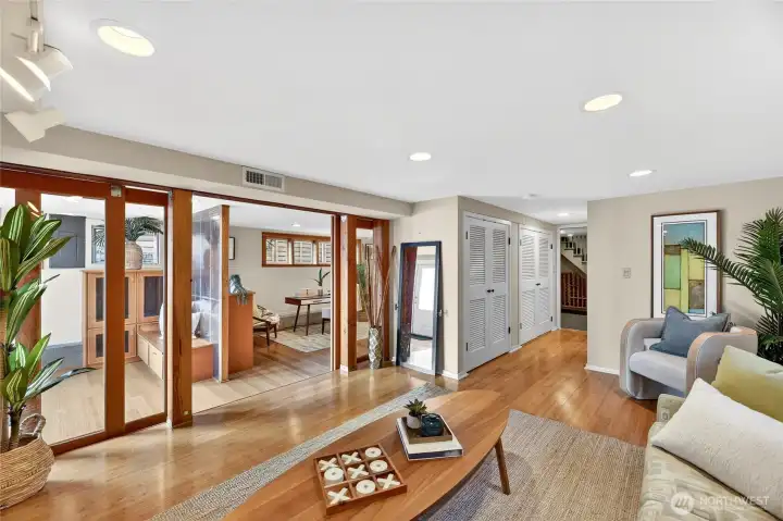Gorgeous glass sliding door. One large closet and one utility closet.