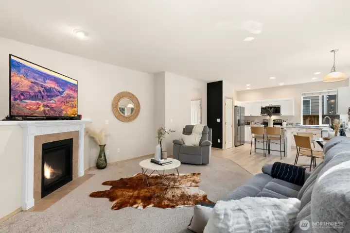 Gas fireplace adds extra warmth